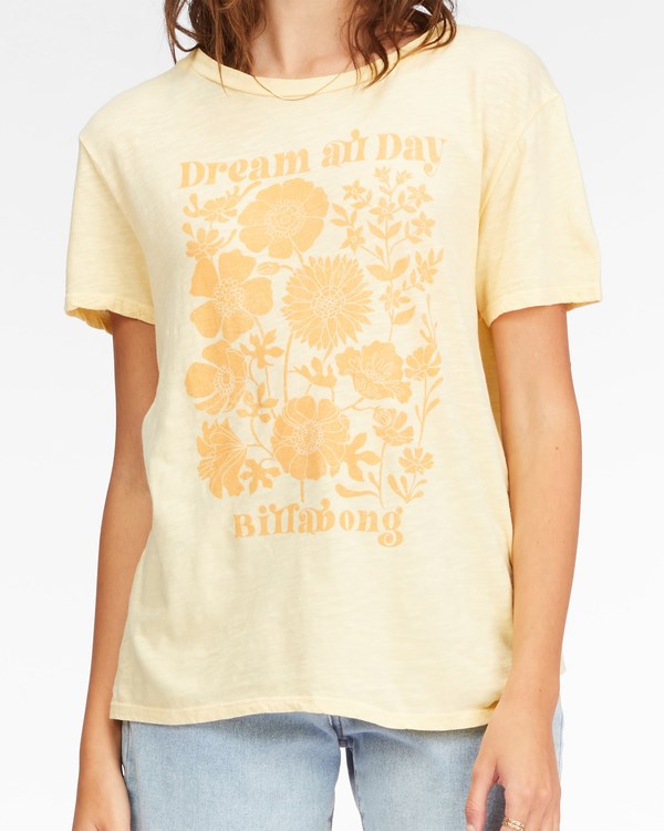 Billabong Dream All Day Boyfriend T-Shirt Buttermilk | HFJVU3190