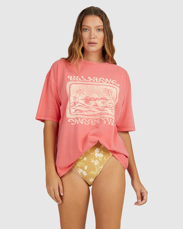 Billabong Dream Island Graphic Boyfriend T-Shirt Red | HBPYO2095