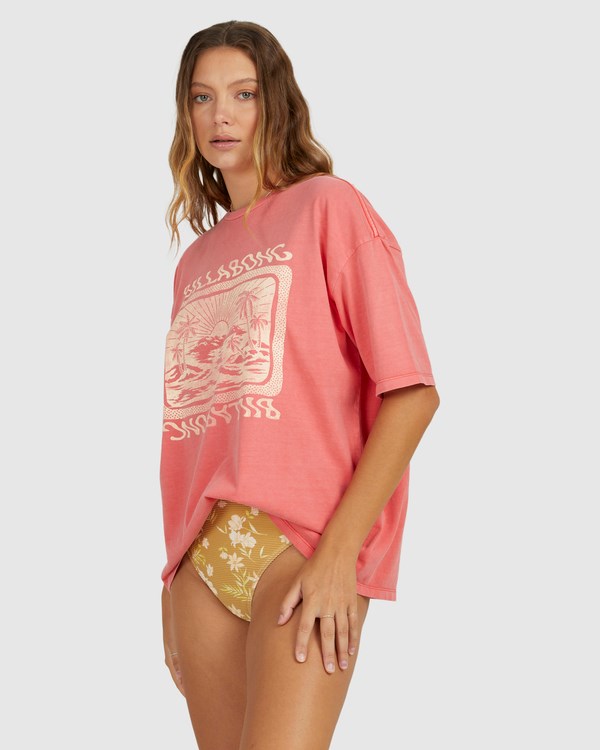 Billabong Dream Island Graphic Boyfriend T-Shirt Red | HBPYO2095