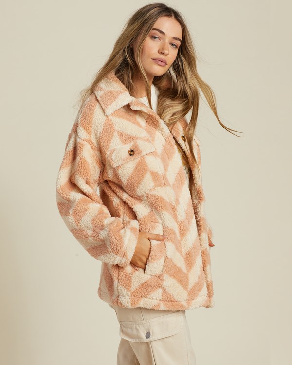 Billabong Fairbanks Button-Up Teddy Bear Jacket Nude Mood | VPWYO3958