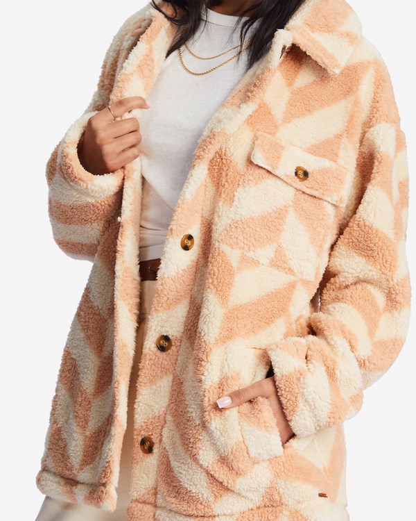 Billabong Fairbanks Button-Up Teddy Bear Jacket Nude Mood | VPWYO3958