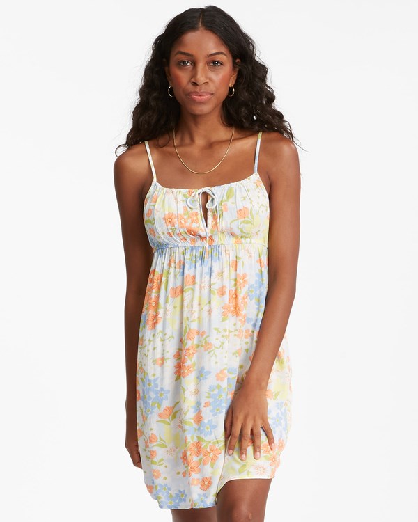 Billabong Feelin Blue Mini Slip Dress White/Multi | OQKRN3892