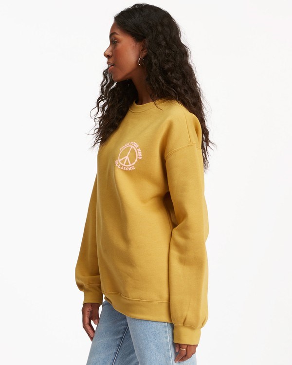 Billabong Free Your Mind Crewneck Sweatshirt Sunset Gold | EHUMS6182