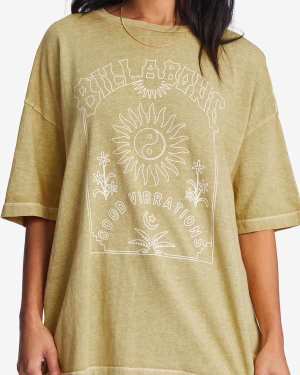 Billabong Good Vibes Oversized Graphic Boyfriend T-Shirt Faded Cactus | RNDFB0283