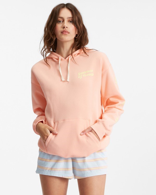 Billabong Hello Summer Pullover Hoodie Peach Pit | QVYAR8360