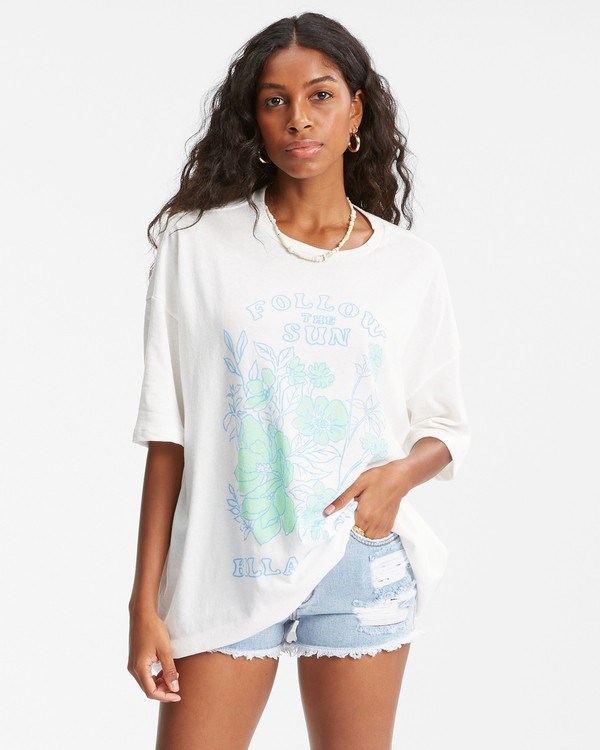 Billabong In The Garden Boyfriend T-Shirt Salt Crystal | QUDCE5307