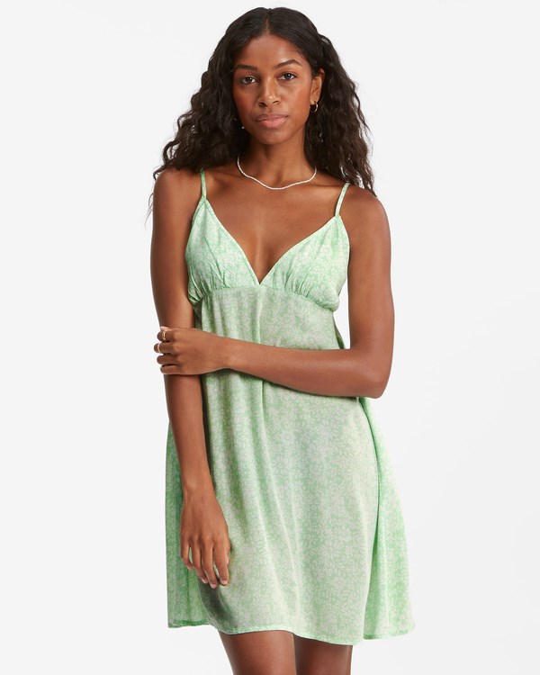 Billabong Just Add Sun Mini Slip Dress Honey Dew | LFVUS6845