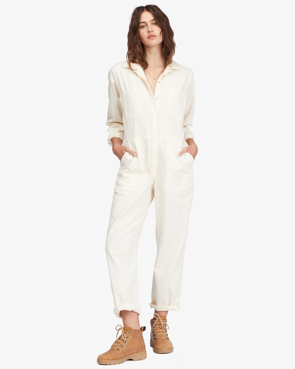 Billabong Keepin It Real Jumpsuit Antique White | UOFHA6830