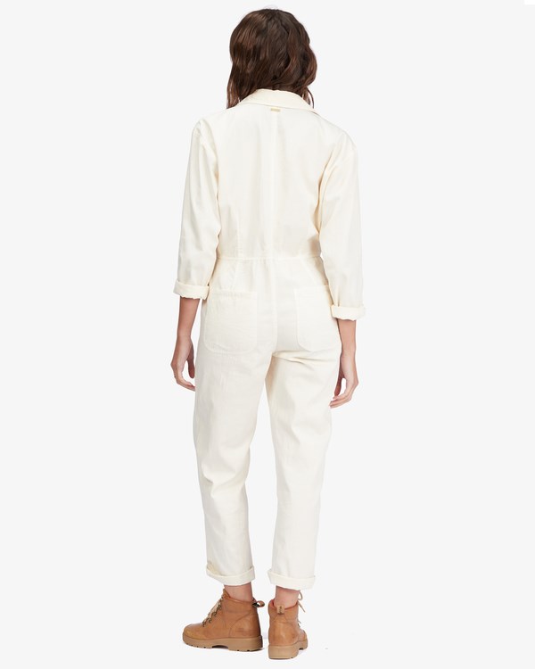 Billabong Keepin It Real Jumpsuit Antique White | UOFHA6830