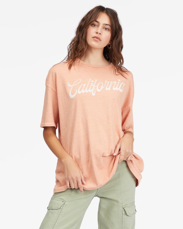 Billabong Land Of Milk And Honey Boyfriend T-Shirt Stone Rose | ZHXGO9458