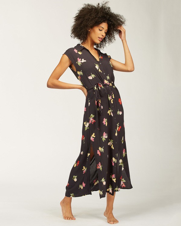 Billabong Little Flirt Maxi Dress Black | AQLDS6579