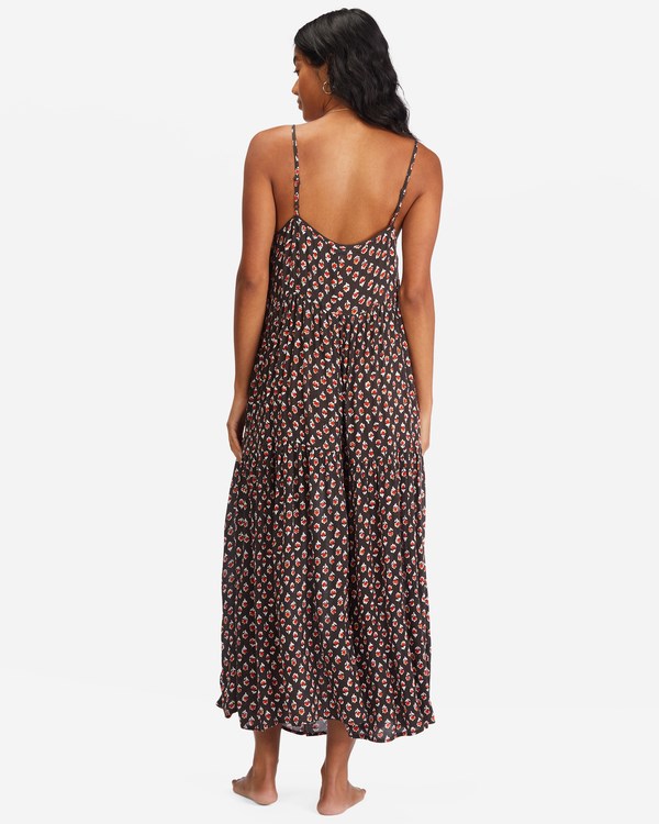 Billabong Love Forever Midi Dress Off Black | JLQMY3590