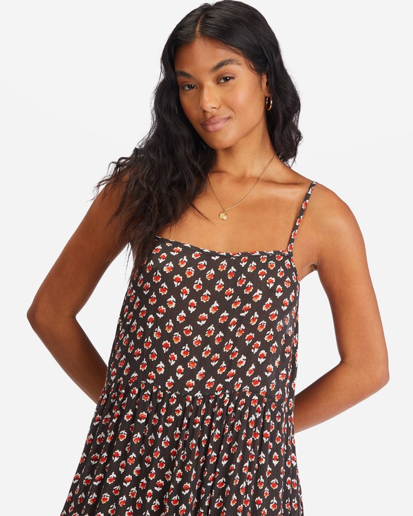 Billabong Love Forever Midi Dress Off Black | JLQMY3590