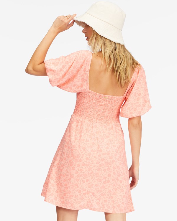 Billabong Loving Life Puff Sleeve Mini Dress Lifes A Peach | BTLQY9351