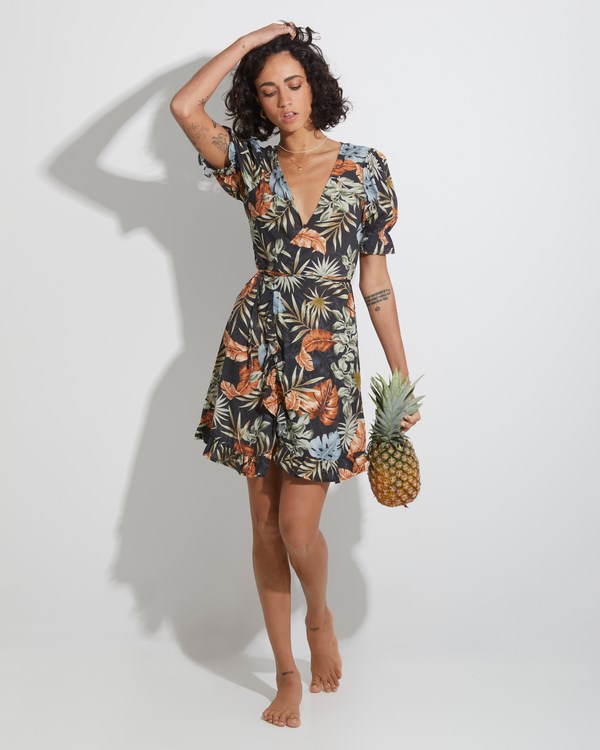 Billabong My Babylon Wrap Dress Black | DNSFU3548