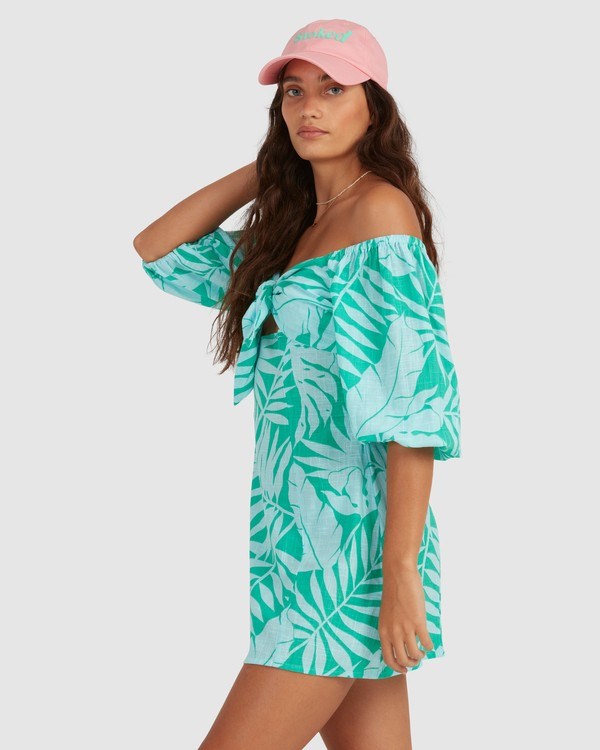 Billabong Mystic Beach Printed Mini Dress Seaspray | SRDPG3705