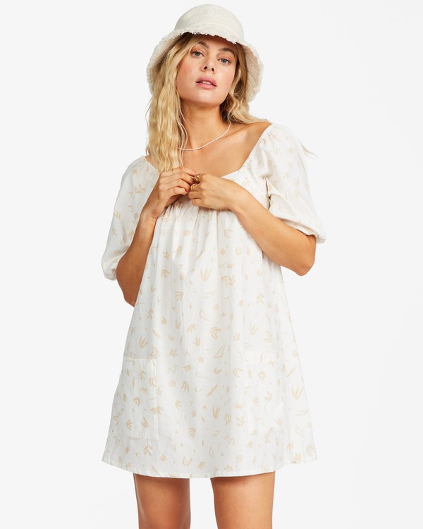 Billabong On The Shore Babydoll Mini Dress Natural | DYWOM0635