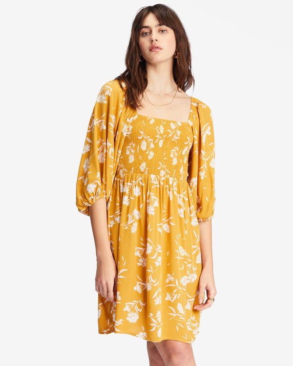 Billabong Paradise Days Mini Dress Golden Spice | HPJIU8240