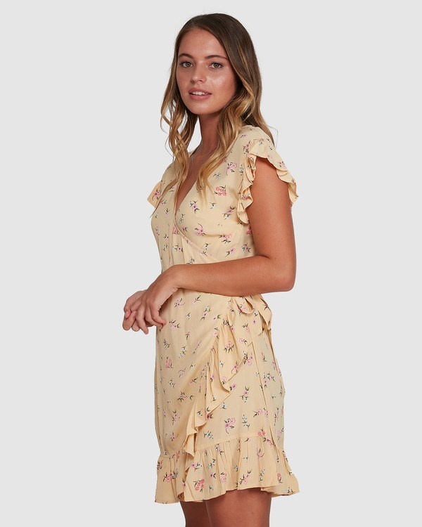 Billabong Pretty Moon Wrap Dress Mellow Yellow | LVXDQ1967