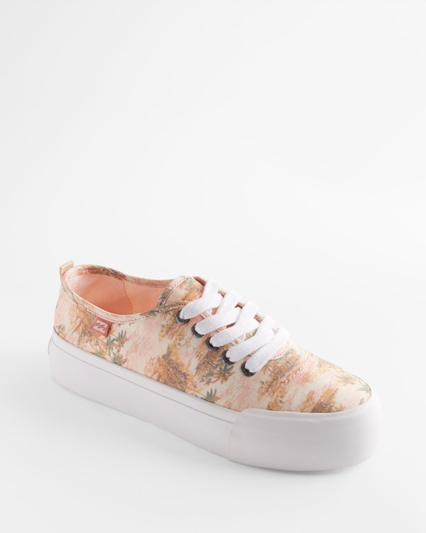 Billabong Puebla Canvas Platform Shoes Buttermilk | VYIAQ6170