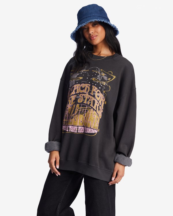 Billabong Ride In Oversized Crewneck Sweatshirt Off Black | LXTAN6790