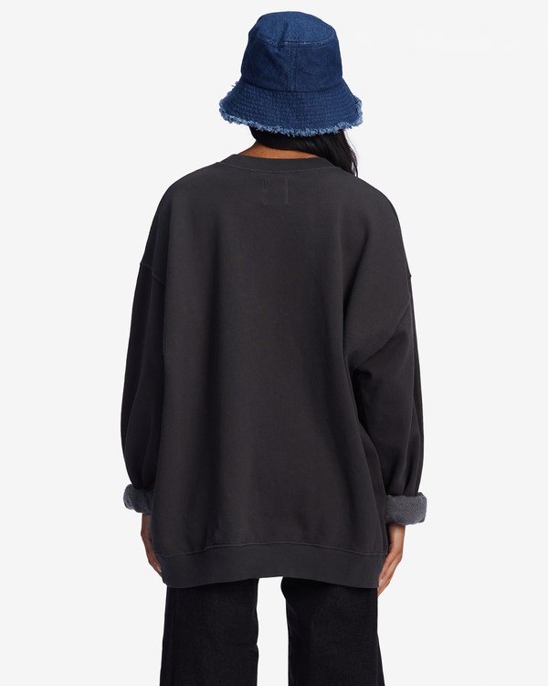 Billabong Ride In Oversized Crewneck Sweatshirt Off Black | LXTAN6790