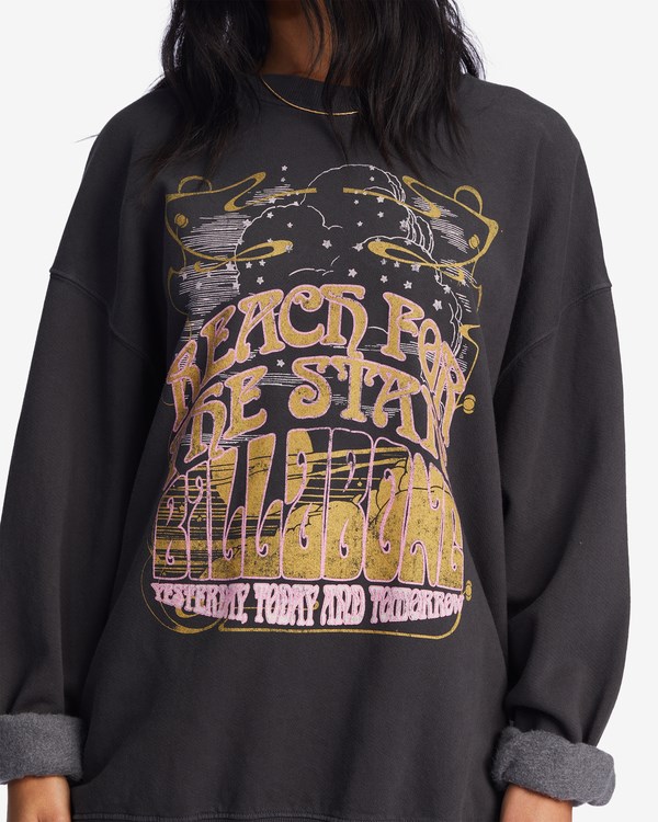 Billabong Ride In Oversized Crewneck Sweatshirt Off Black | LXTAN6790