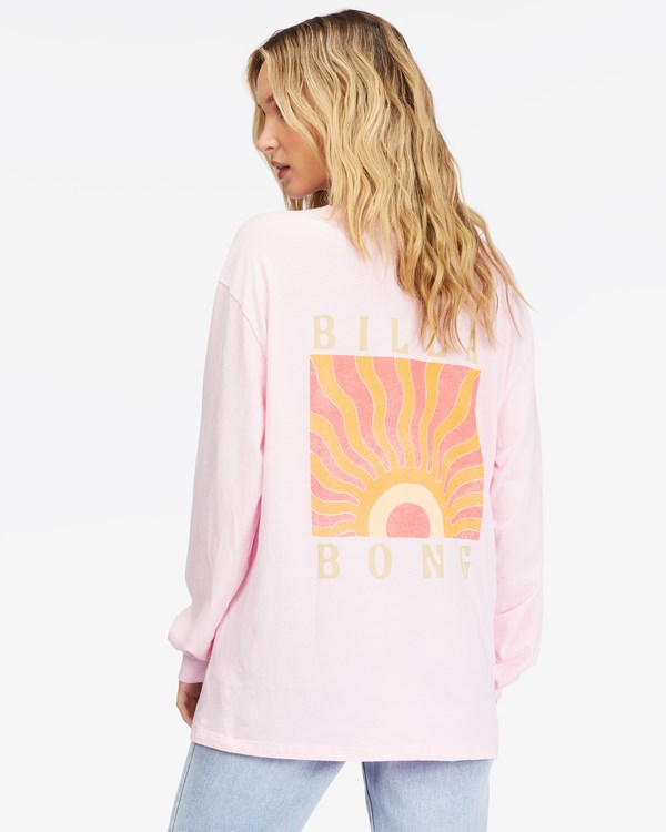 Billabong Rising Sun Long Sleeve T-Shirt Pink Kiss | DHBTL9105