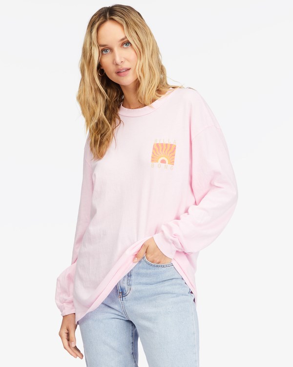 Billabong Rising Sun Long Sleeve T-Shirt Pink Kiss | DHBTL9105