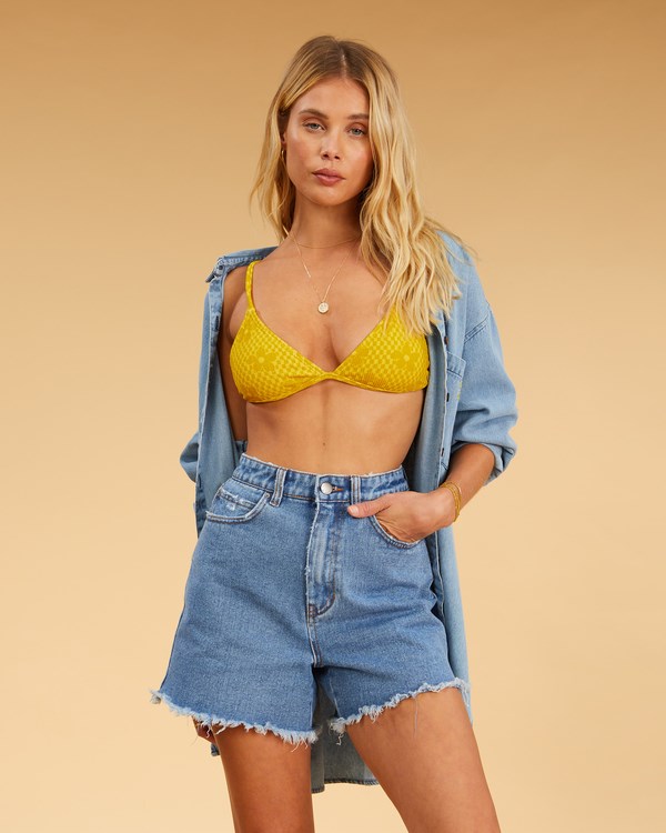 Billabong Salty Blonde So Vibey Denim Shorts Salty Blue | IHWBO3295