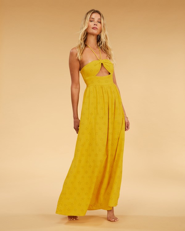 Billabong Salty Blonde Sunset Glow Halter Maxi Dress Multi | MPYLW4386