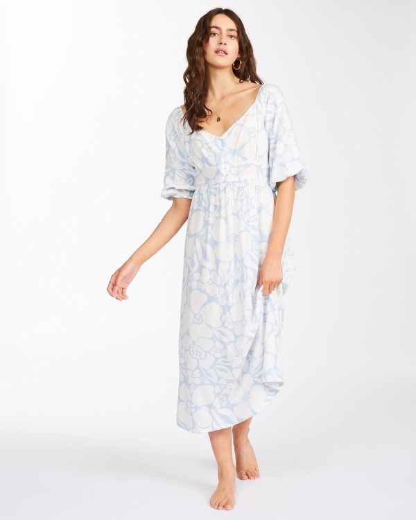 Billabong Salty Sea Midi Dress Rain Drop | AZOLJ4327