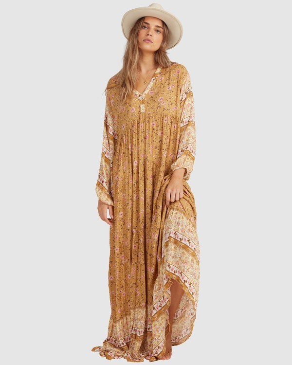 Billabong Shine On Eco Maxi Dress Mustard | AHPRU6312