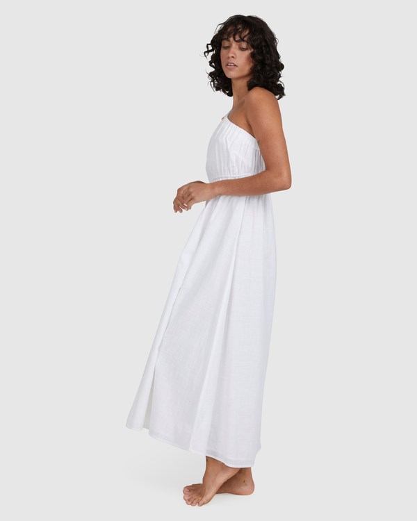 Billabong Shorebird Maxi One-Shoulder Dress White | HSFWC2190