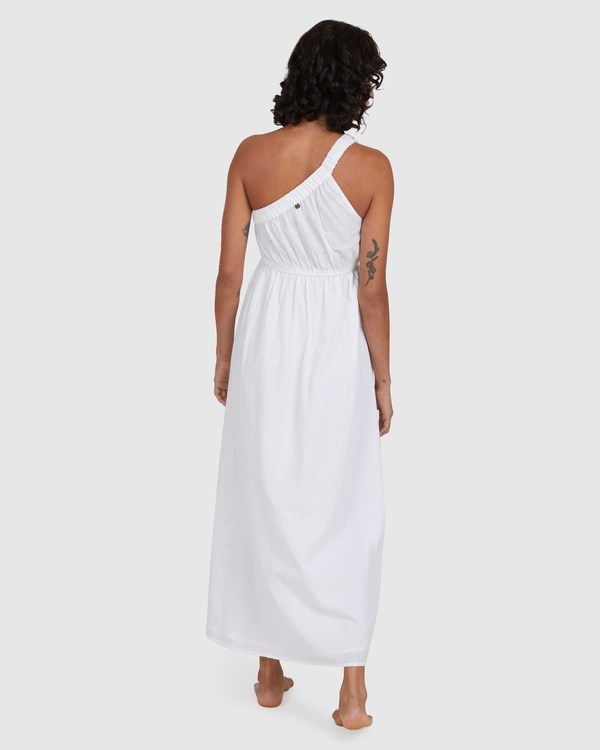 Billabong Shorebird Maxi One-Shoulder Dress White | HSFWC2190