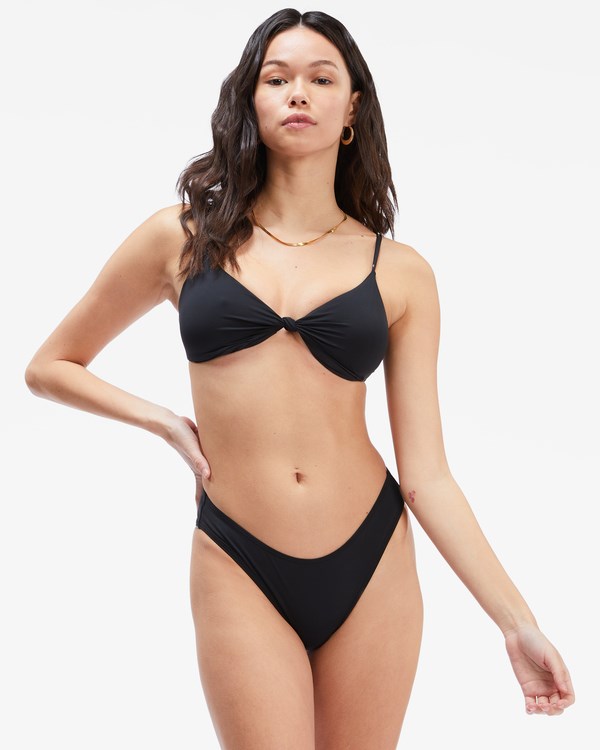 Billabong Sol Searcher Bondi Bikini Bottoms Black Pebble | VIFKA1734