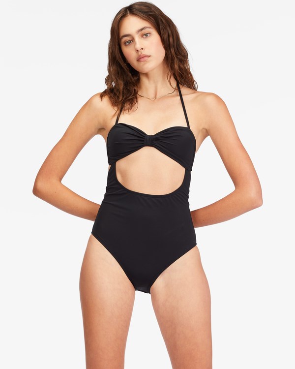 Billabong Sol Searcher Cut-Out One-Piece Swimsuit Black Pebble | VKBUA5918