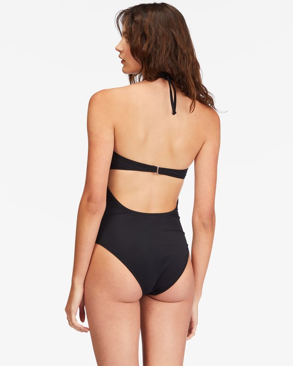 Billabong Sol Searcher Cut-Out One-Piece Swimsuit Black Pebble | VKBUA5918