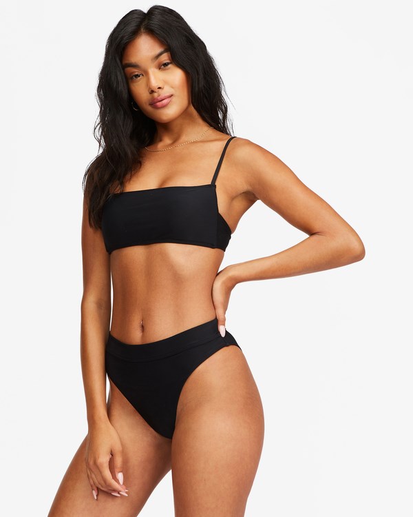 Billabong Sol Searcher Square Bralette Bikini Top Black Pebble | MXKTU0613