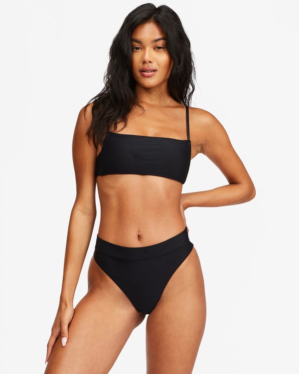 Billabong Sol Searcher Square Bralette Bikini Top Black Pebble | MXKTU0613