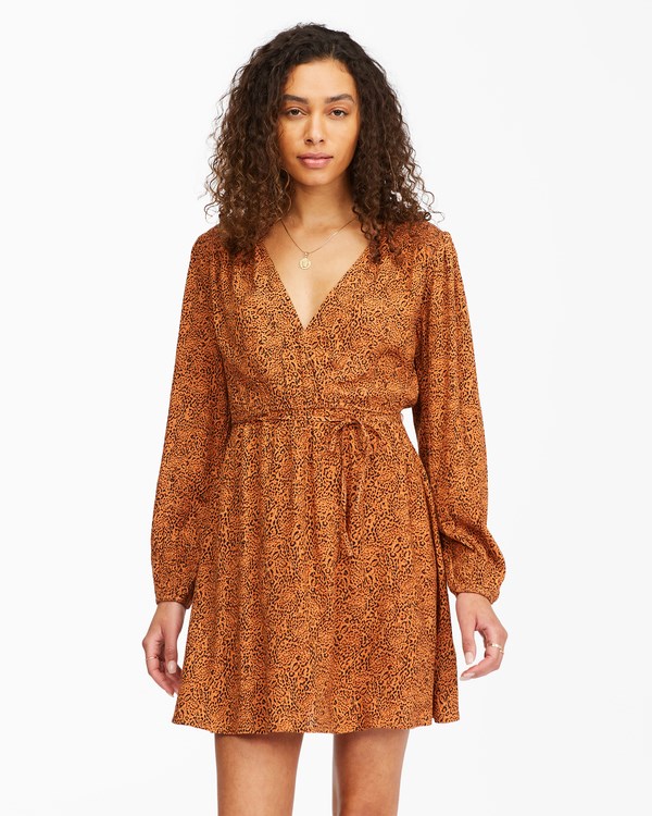 Billabong Spring Romance Mini Wrap Dress Toffee | ROQPA6410