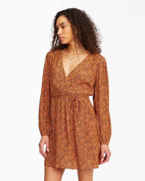 Billabong Spring Romance Mini Wrap Dress Toffee | ROQPA6410