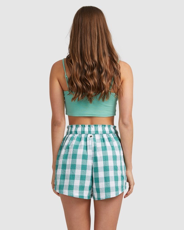 Billabong Steph Claire Smith Bluesky High-Waist Elastic Shorts Teal | TQZSG9648