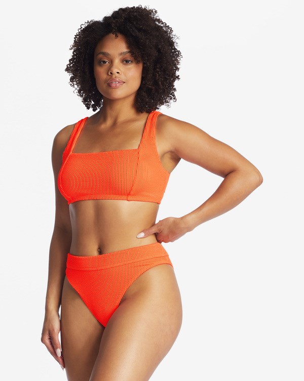 Billabong Summer High Square Bralette Underwire Bikini Top Orange Crush | WXYVG7694