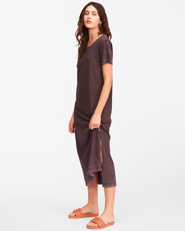 Billabong Summer Longline Knit Dress Off Black | ZARIO6810