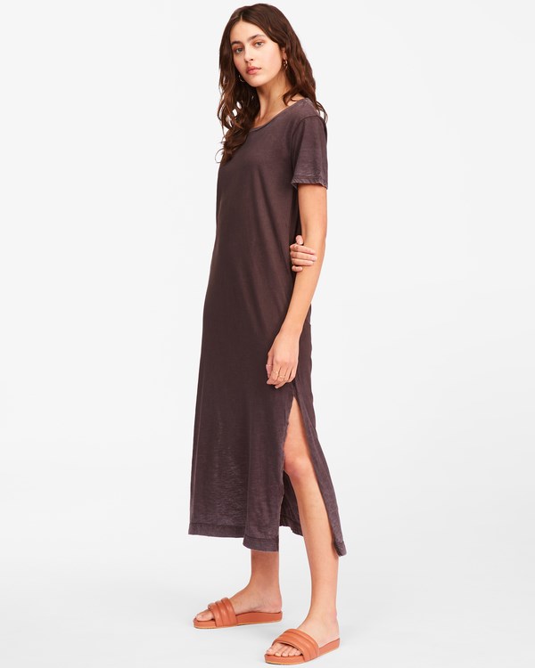 Billabong Summer Longline Knit Dress Off Black | ZARIO6810