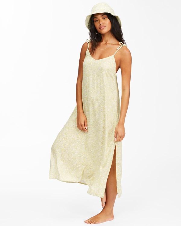 Billabong Sunbright Midi Slip Dress Lime | TNRJM3851