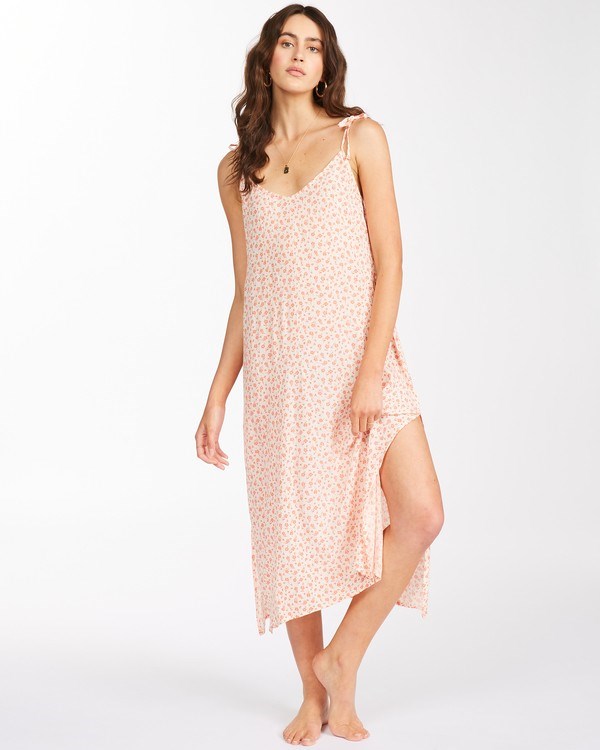 Billabong Sunbright Midi Slip Dress Melon | UFZWO0425