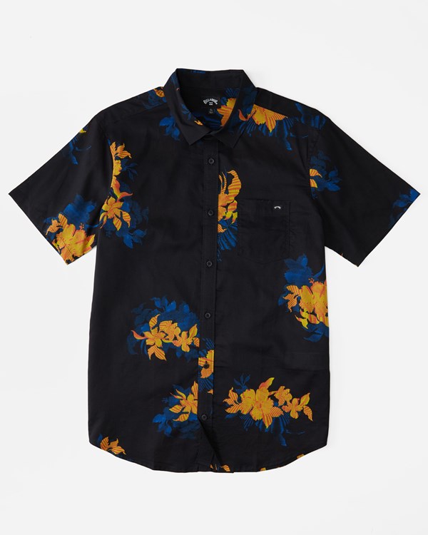 Billabong Sundays Floral Short Sleeve Shirt Black Floral | FBJZA0846