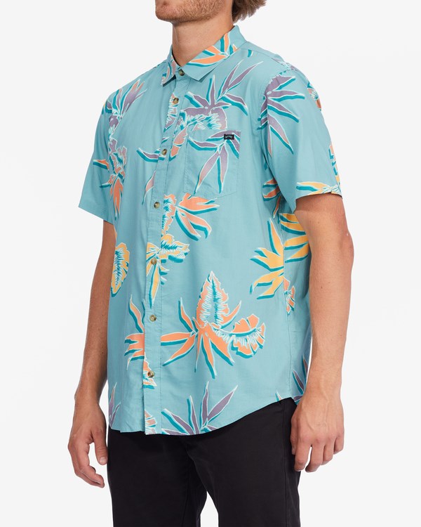 Billabong Sundays Floral Short Sleeve Shirt Light Marine | POIVZ3059